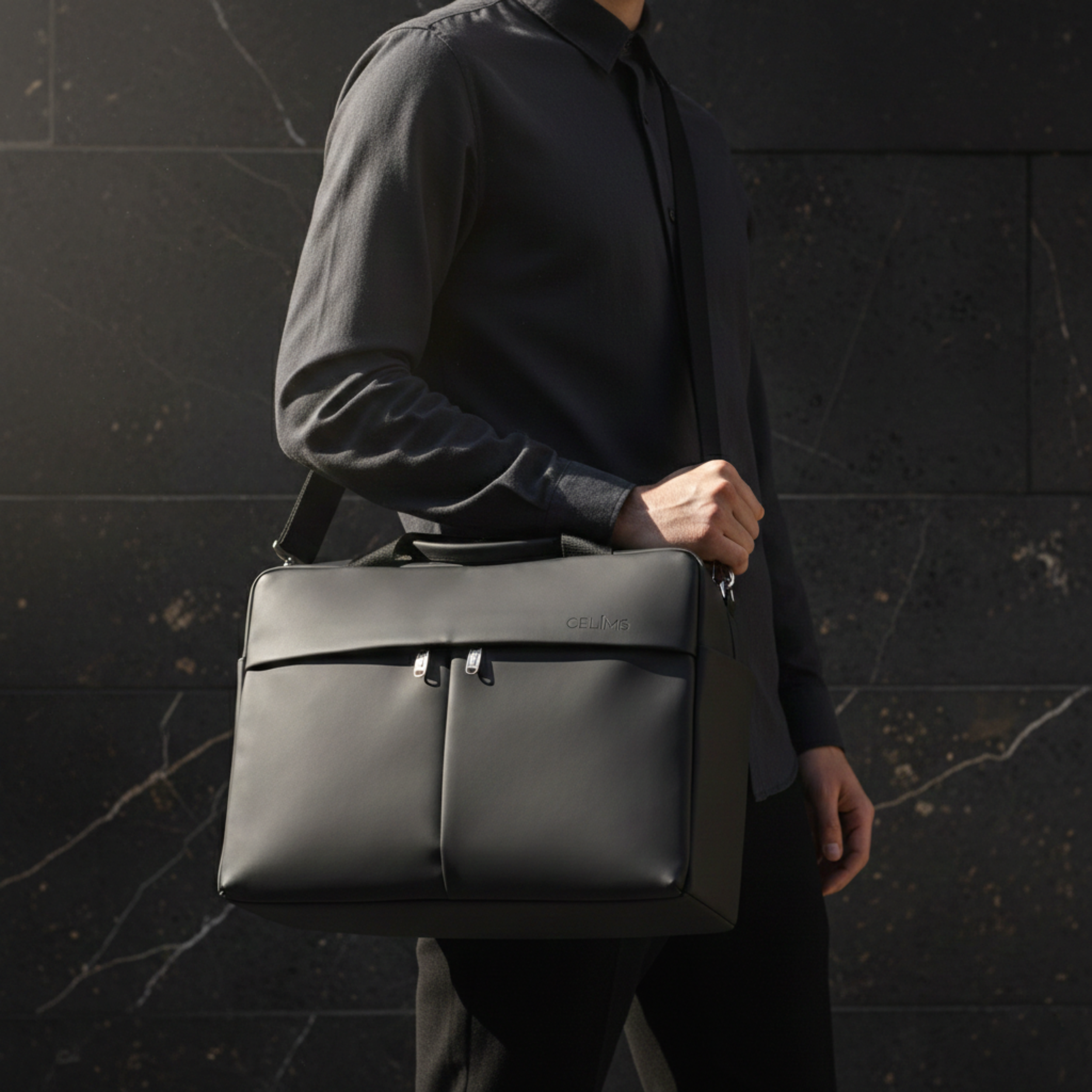 Sac 24H CELIMS 40x30x20 – Bagage Cabine – Ordinateur 15,6” – Imperméable – Cuir Vegan