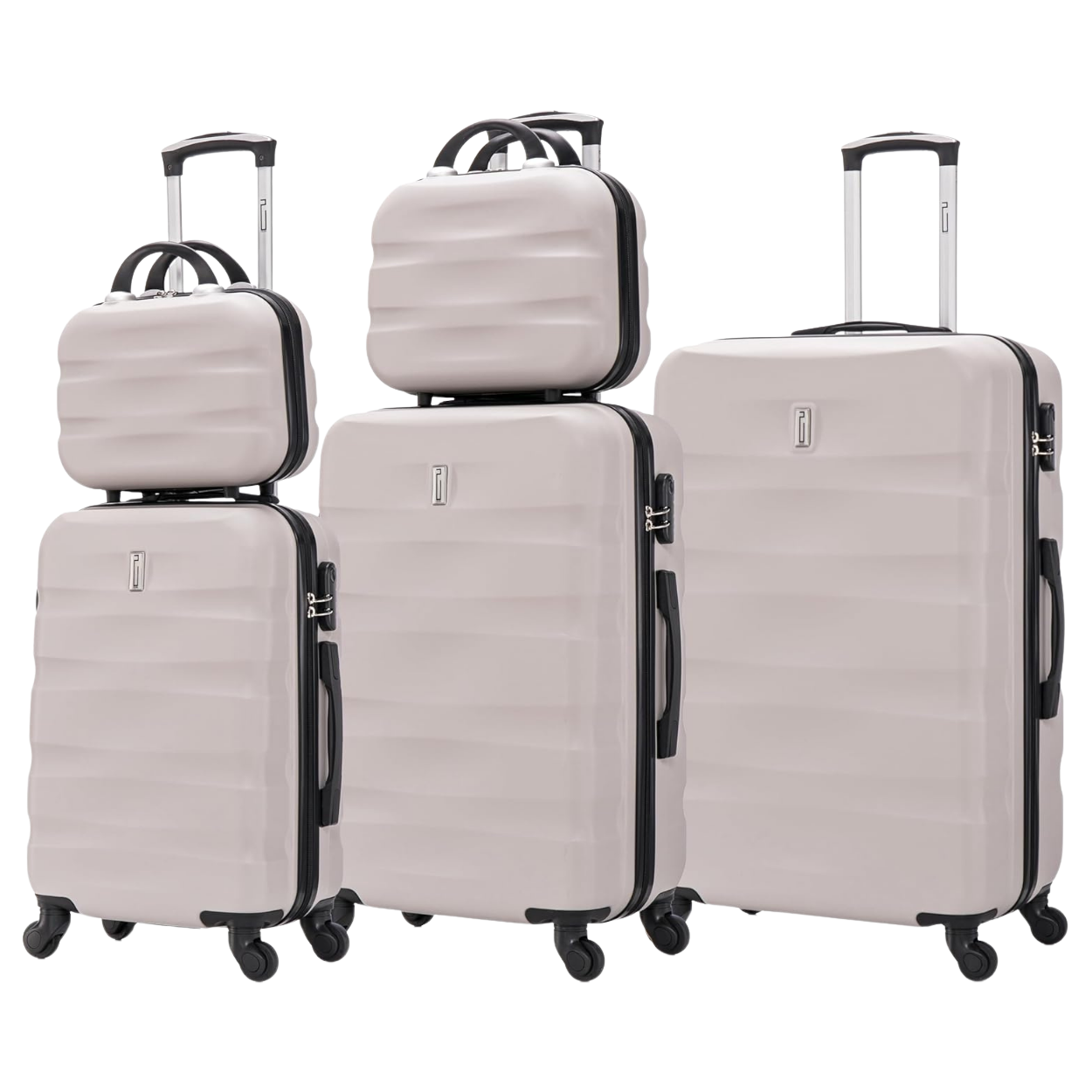 Set valises 5 pièces AeroWave – cabine, moyenne, grande + 2 vanity - Vert