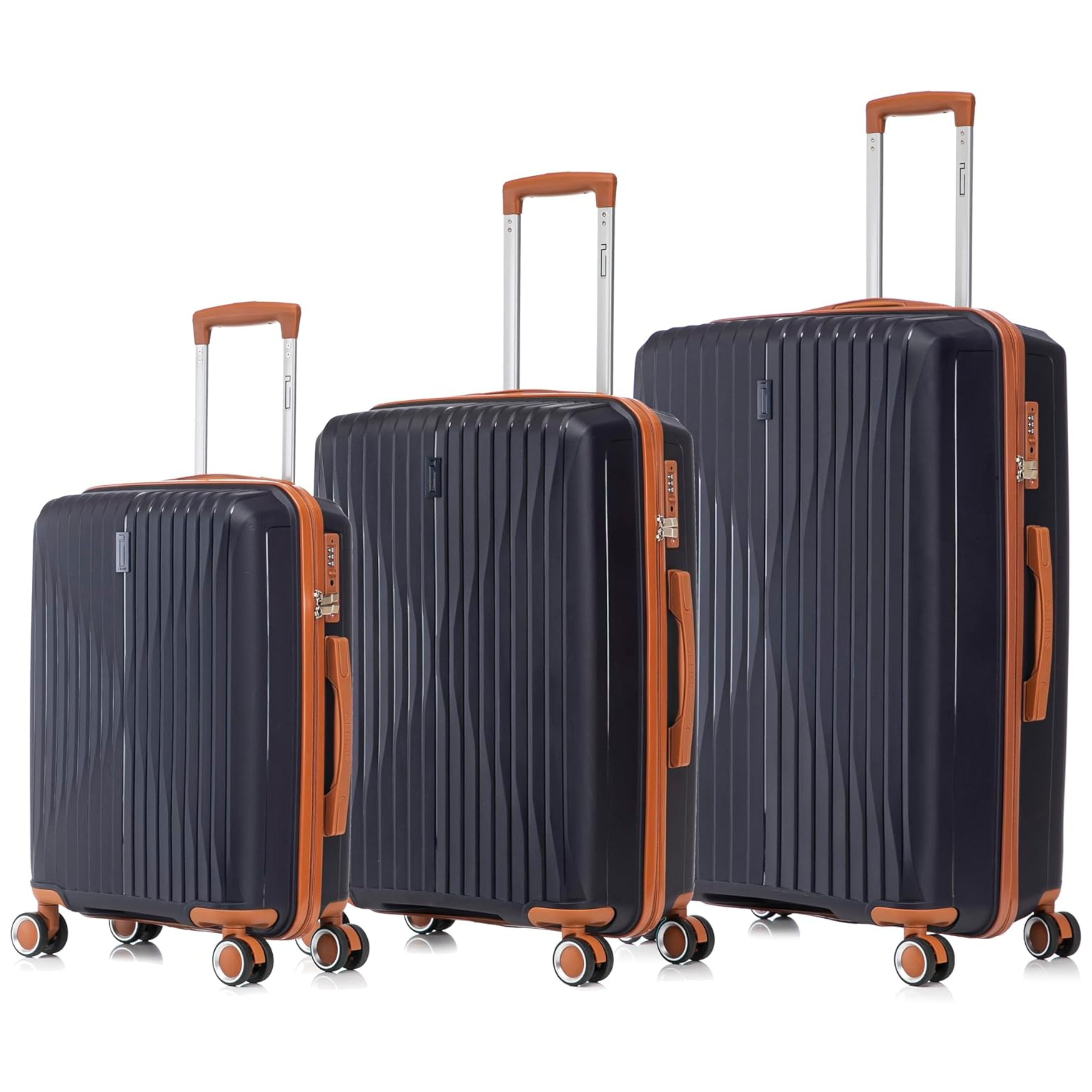 Set Valise 3 pièces En Polypropylène | Valise Cabine | Valise Moyenne | Valise Grande – Bleu Minuit