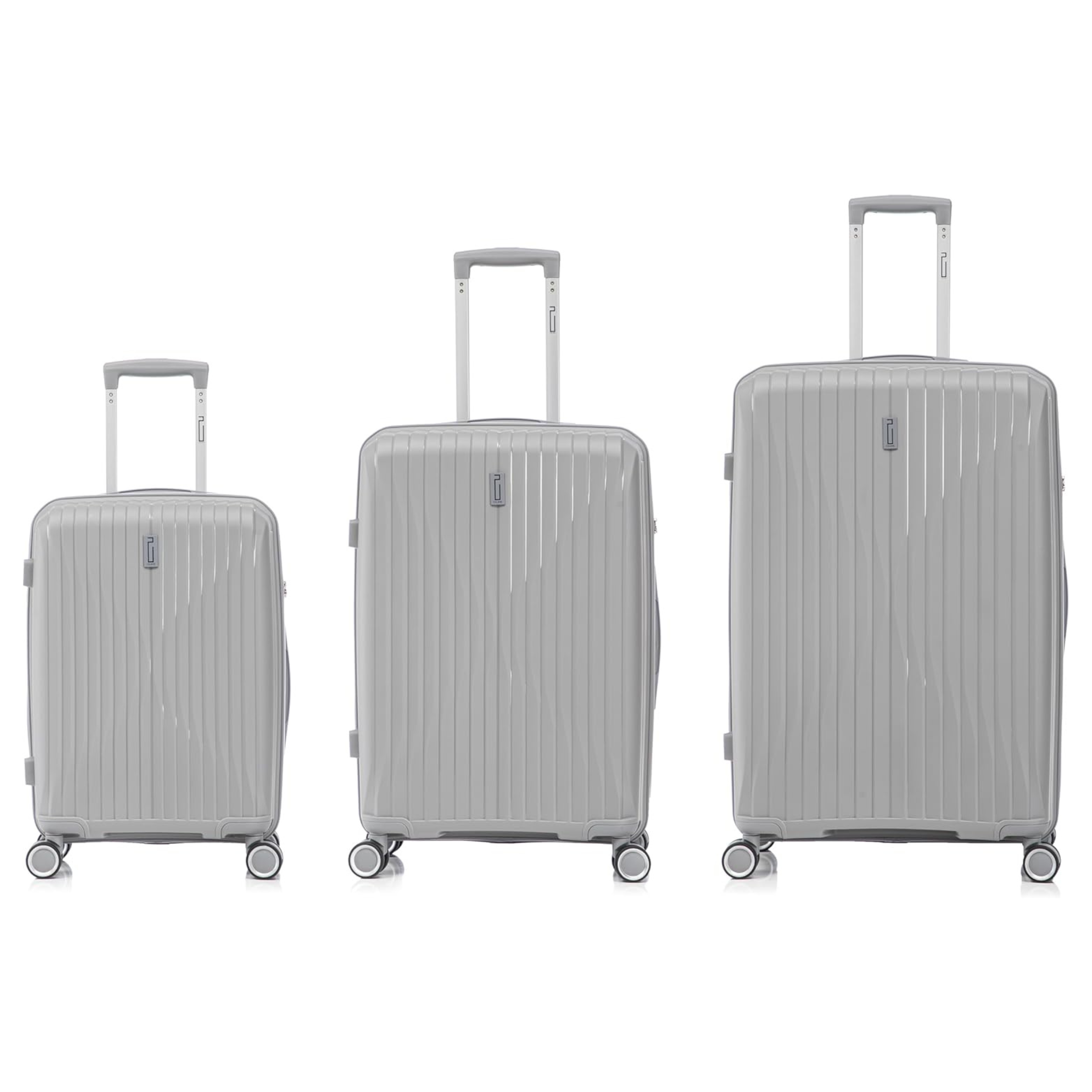 Set Valise 3 pièces En Polypropylène | Valise Cabine | Valise Moyenne | Valise Grande – Gris