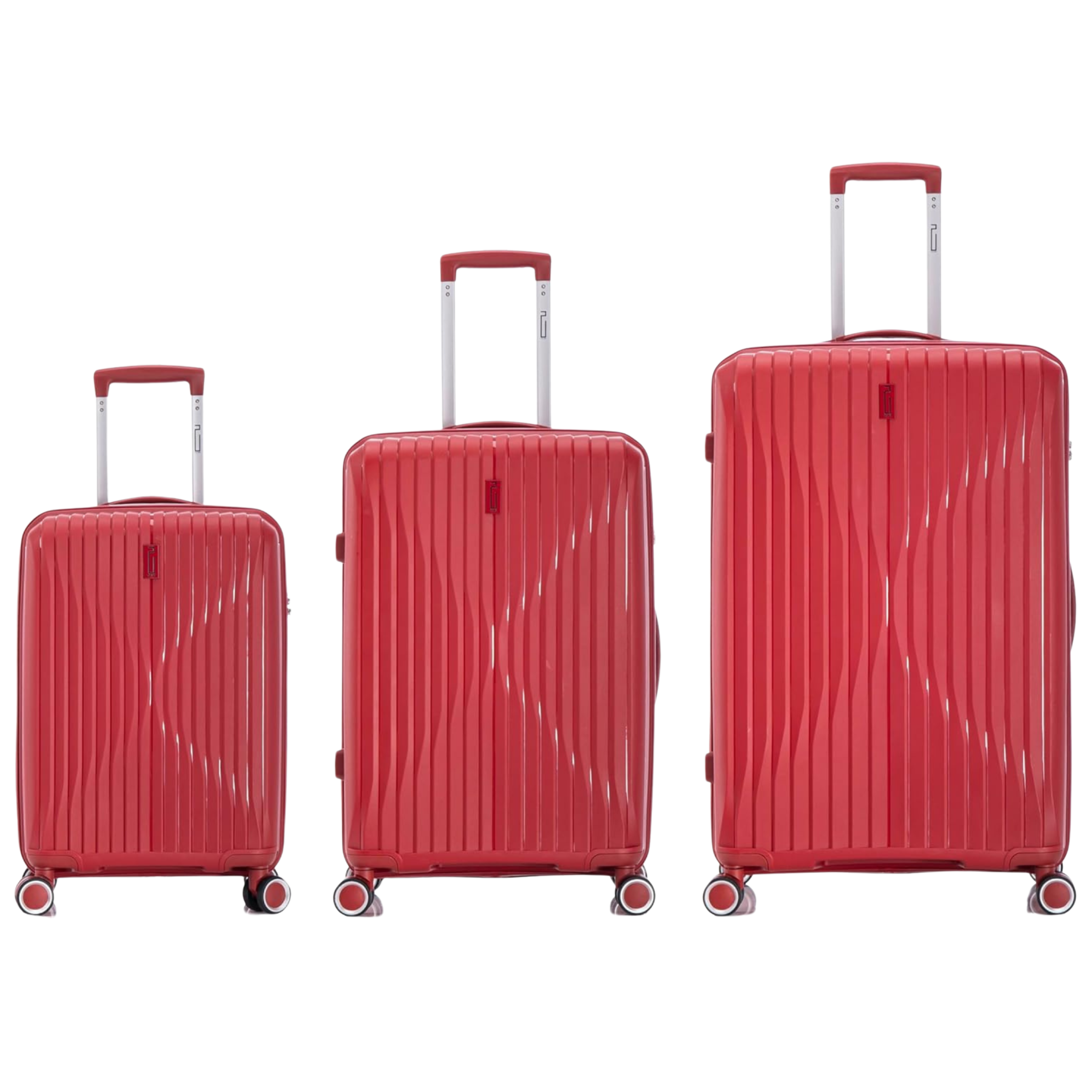 Set Valise 3 pièces En Polypropylène | Valise Cabine | Valise Moyenne | Valise Grande – Rouge