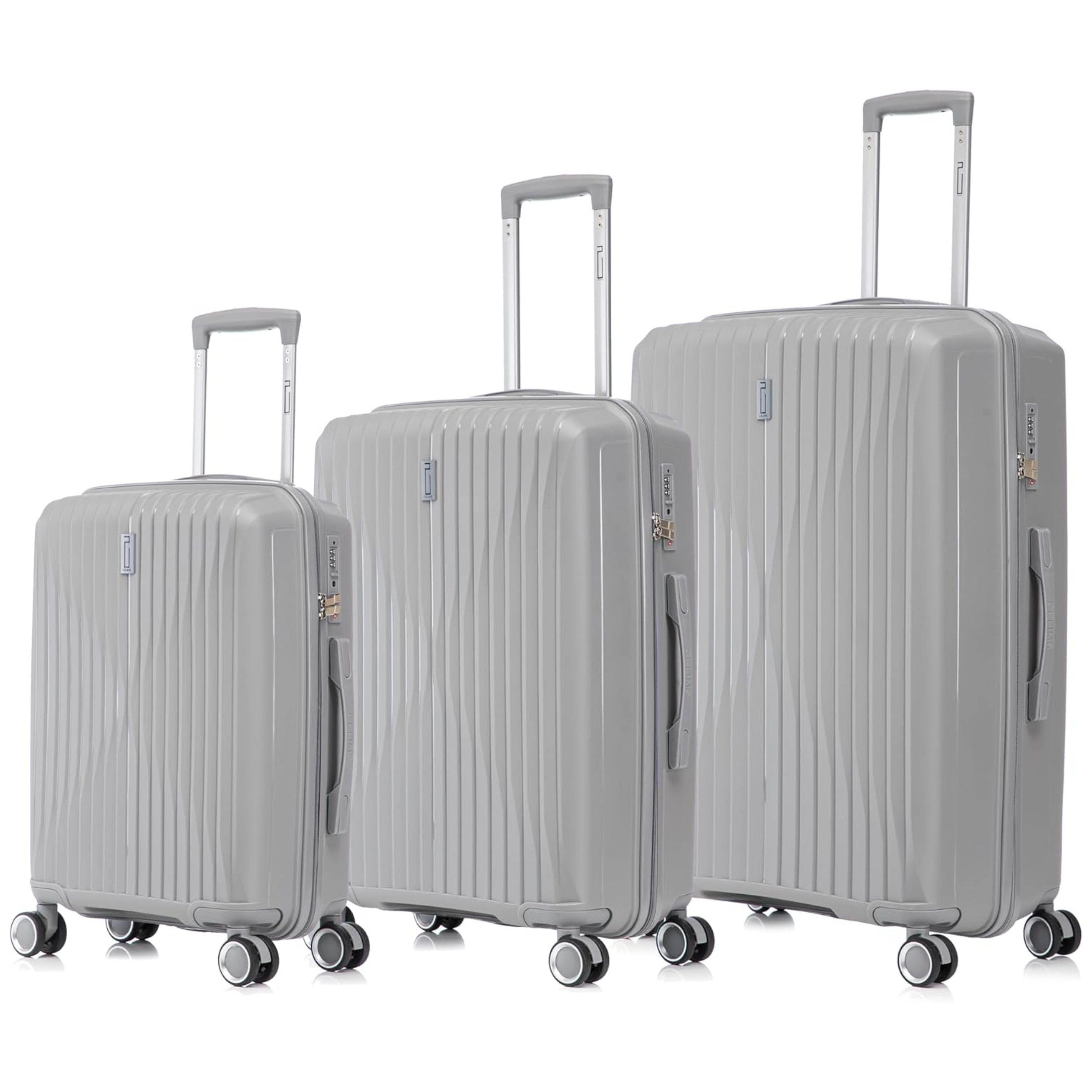Set Valise 3 pièces En Polypropylène | Valise Cabine | Valise Moyenne | Valise Grande – Gris