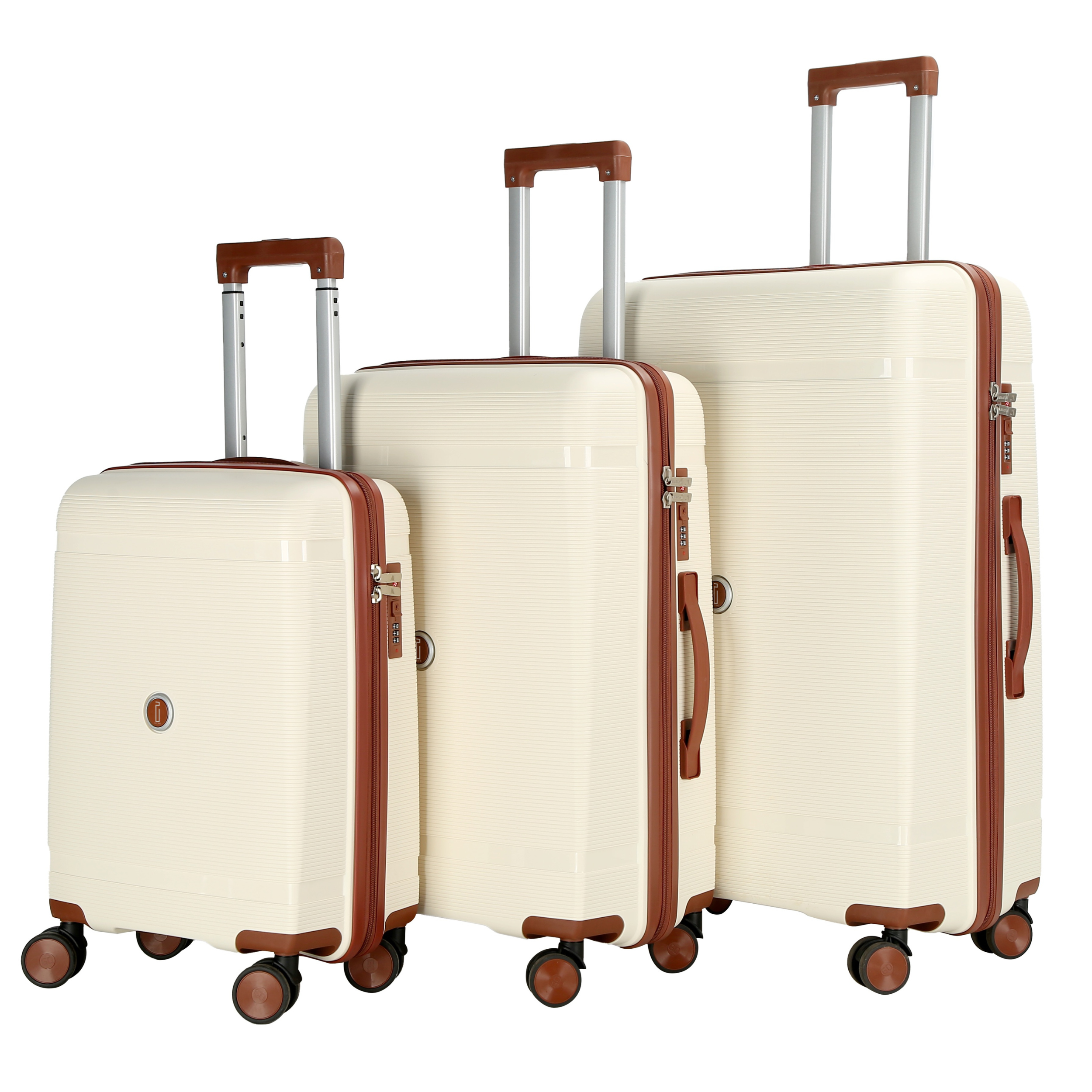Set 3 Valises – Polypropylène (XL-75cm) (L-65cm) (S-55cm) – Beige