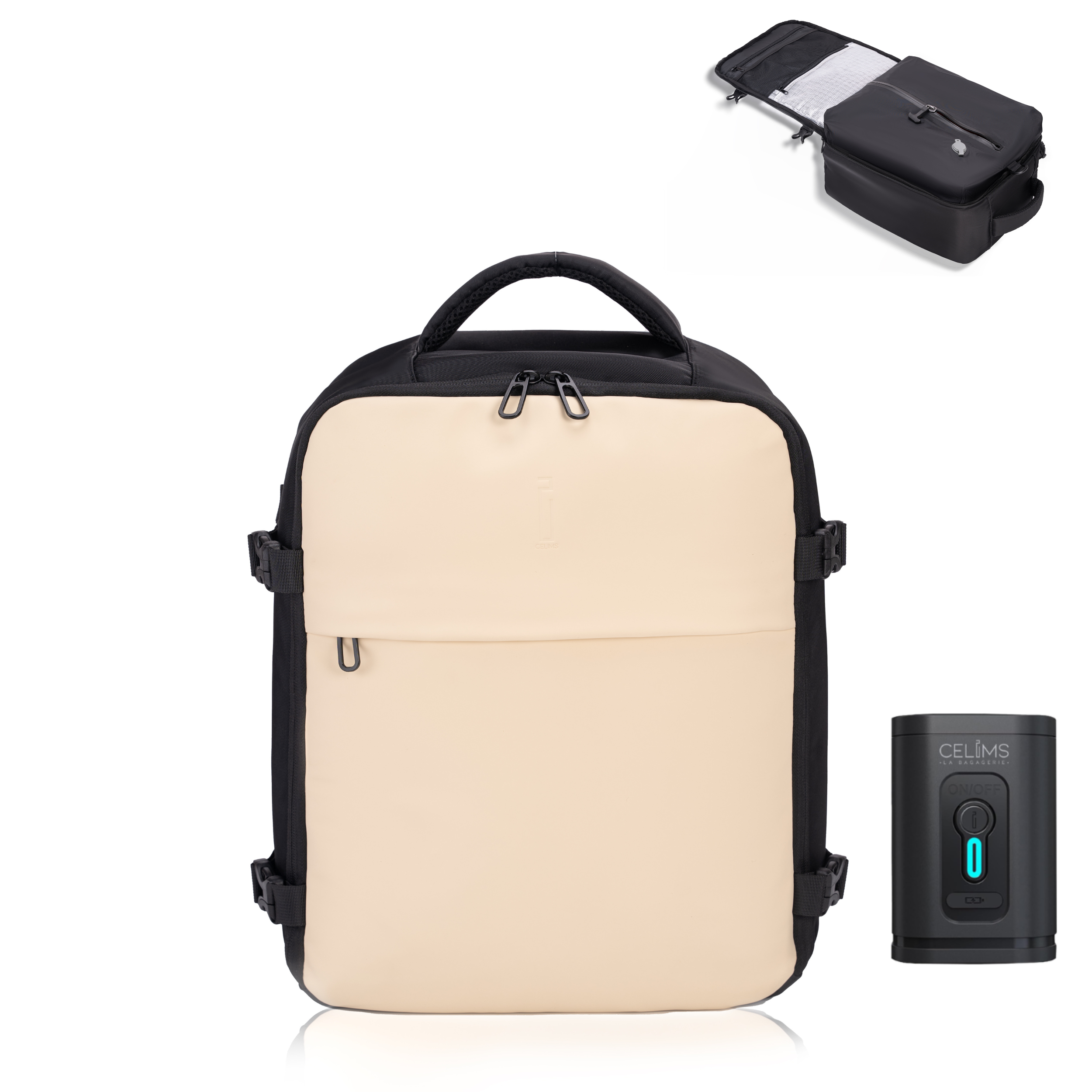 Sac à dos Sous Vide 40x30x20 CELIMS - Bagage à Main - Imperméable - Beige