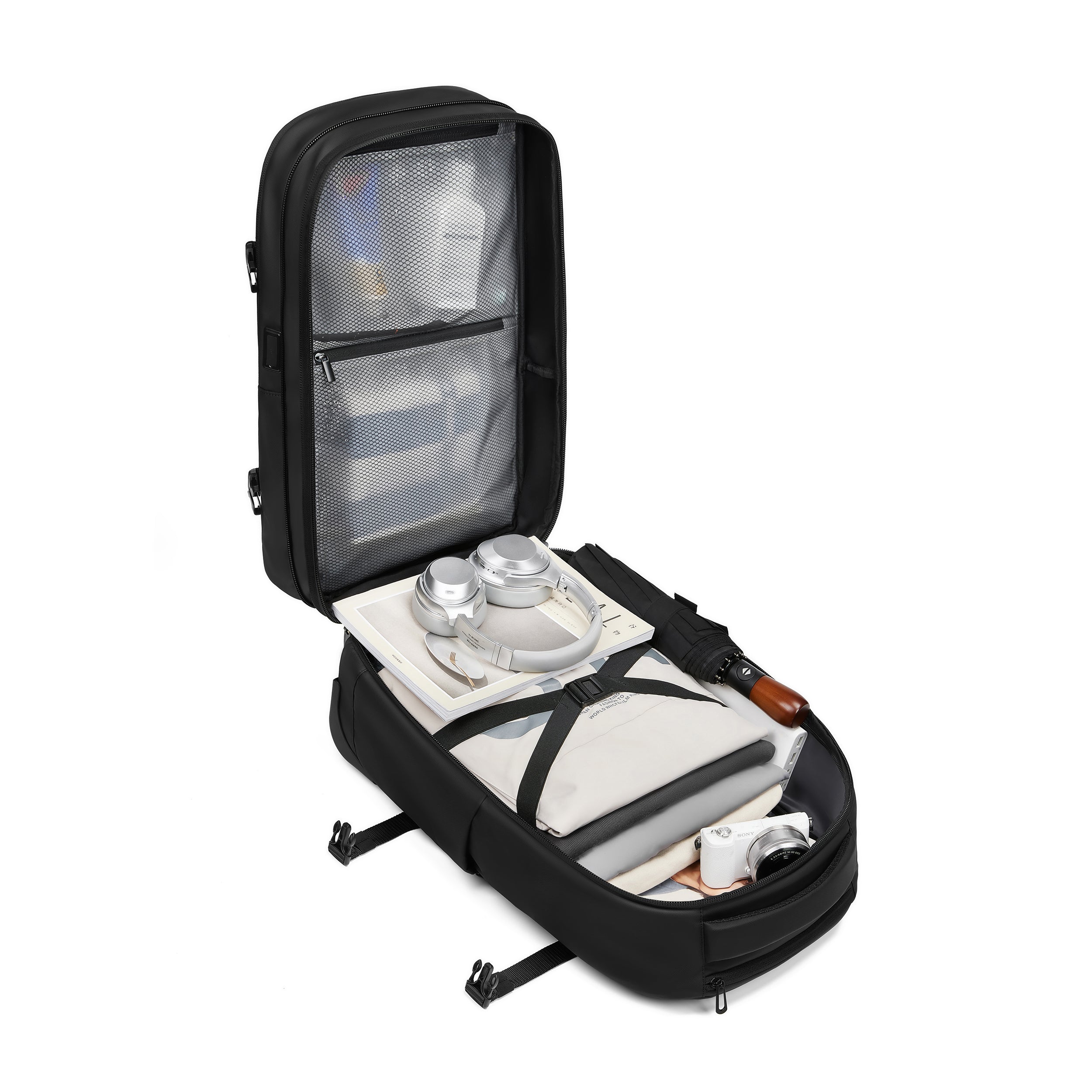 Valise Sac à Dos Sous Vide | Sac à Dos de Voyage | Imperméable | Noir