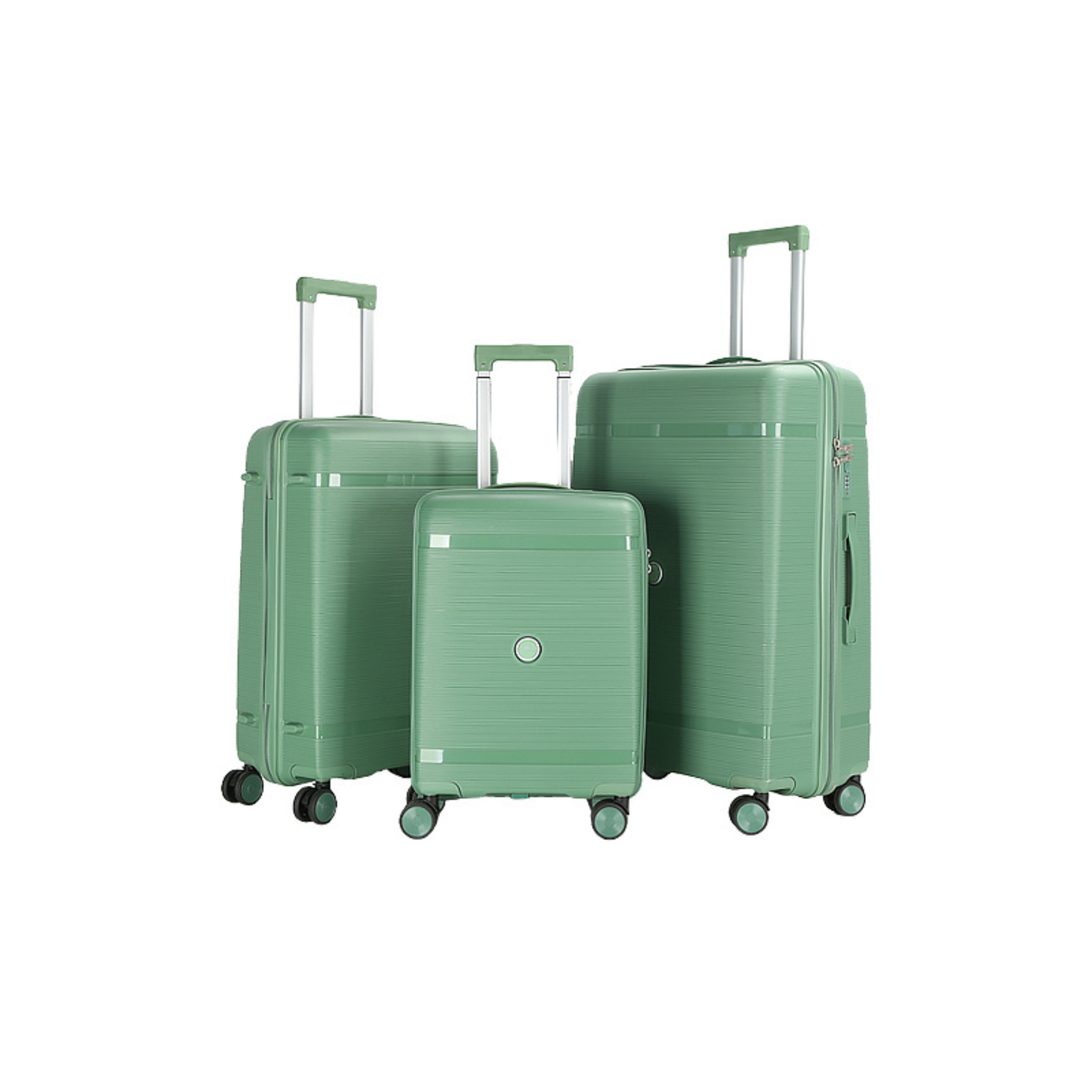 Set 3 Valises – Polypropylène (XL-75cm) (L-65cm) (S-55cm) – Vert Pastel