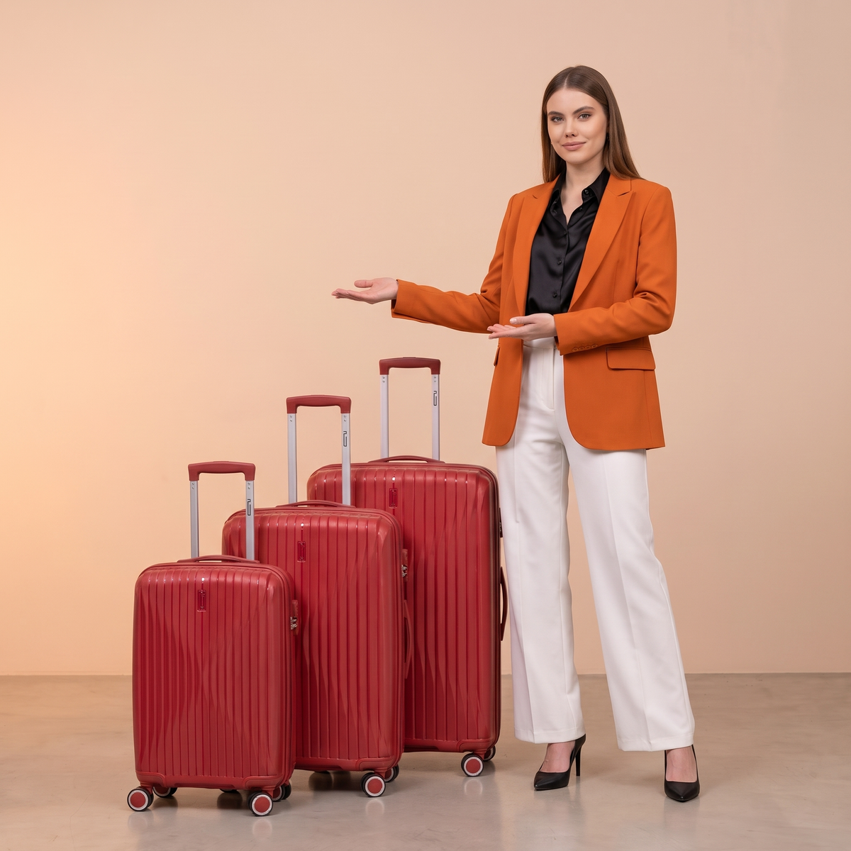 SET - Set 3 Valises - Polypropylène (XL-75cm) (L-65cm) (S-55cm)