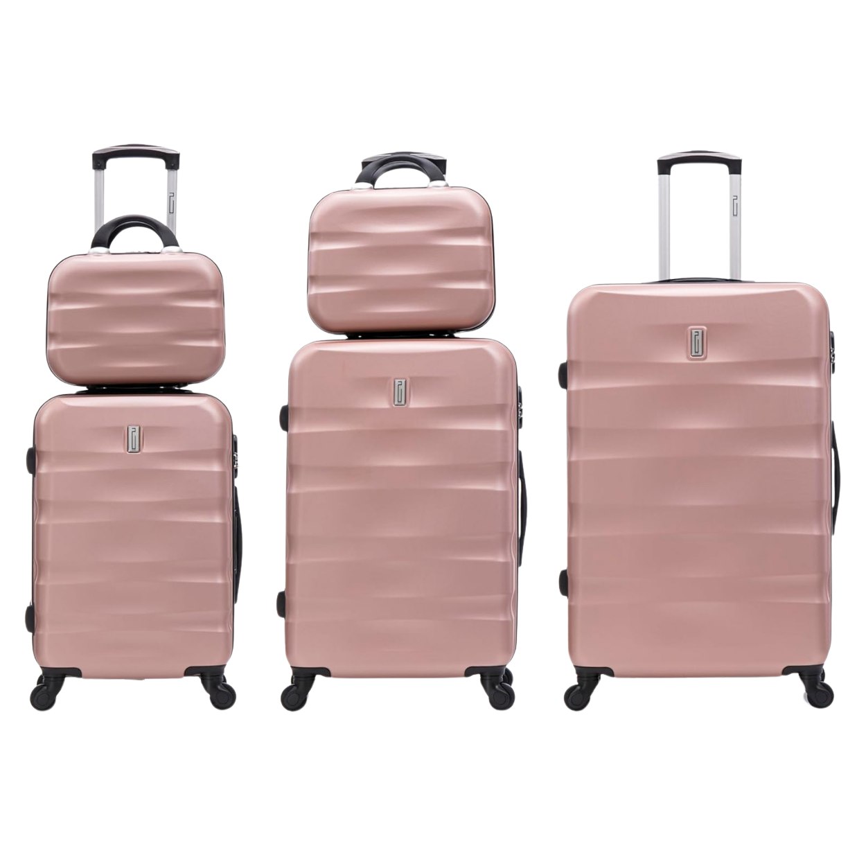 Set 5 Suitcases - Cabin Suitcase | Medium Suitcase | Large Suitcase | 2x Vanity – Rose Gold