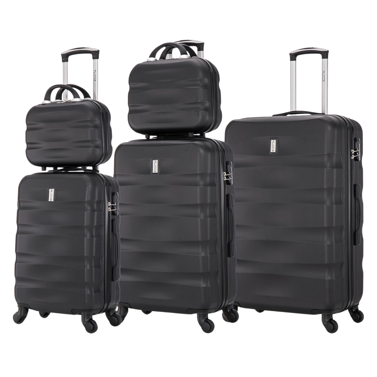 5-piece suitcase set AeroWave | Cabin suitcase | Medium suitcase | Large suitcase | 2x Vanity case - Black