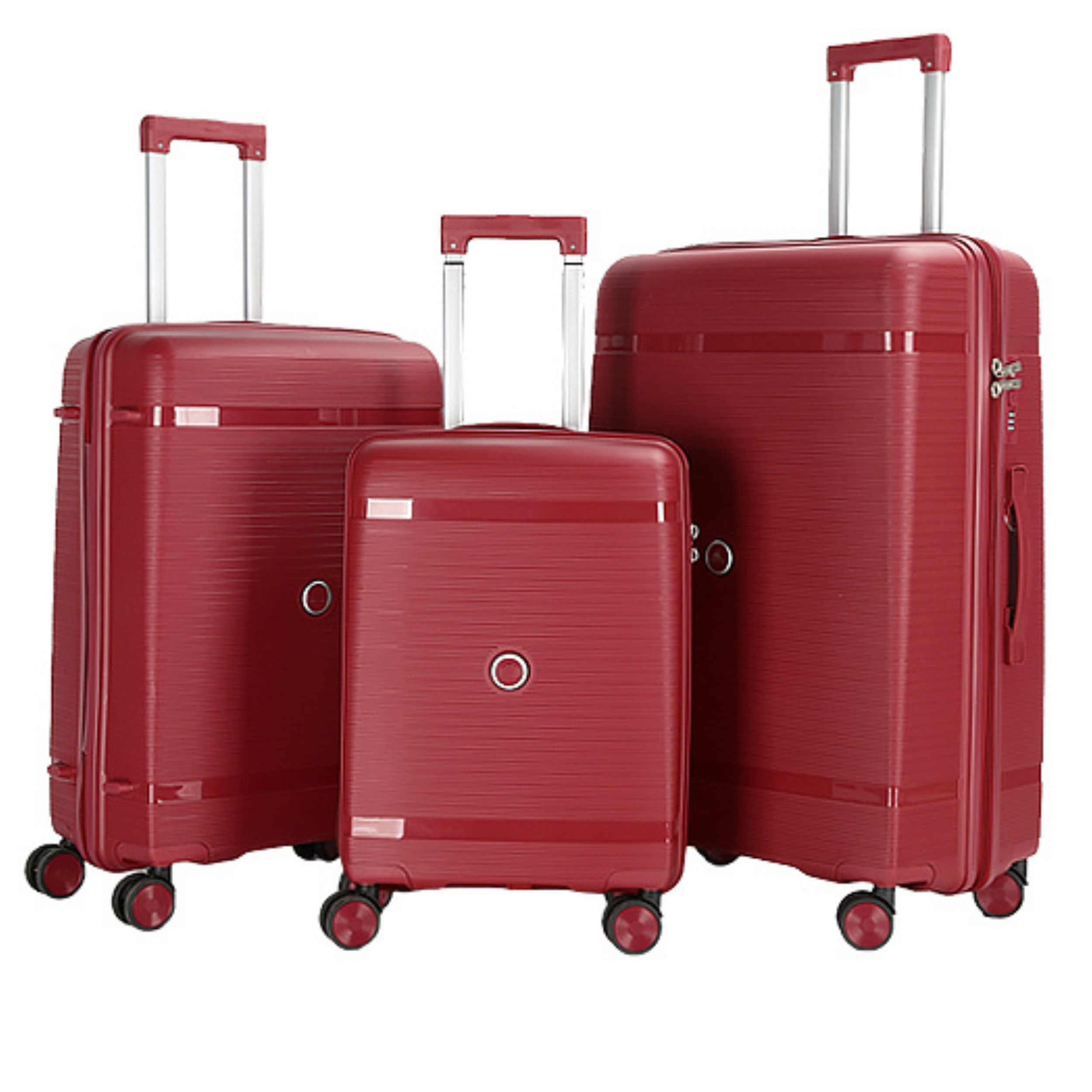 Set 3 Valises – Polypropylène (XL-75cm) (L-65cm) (S-55cm) – Rouge