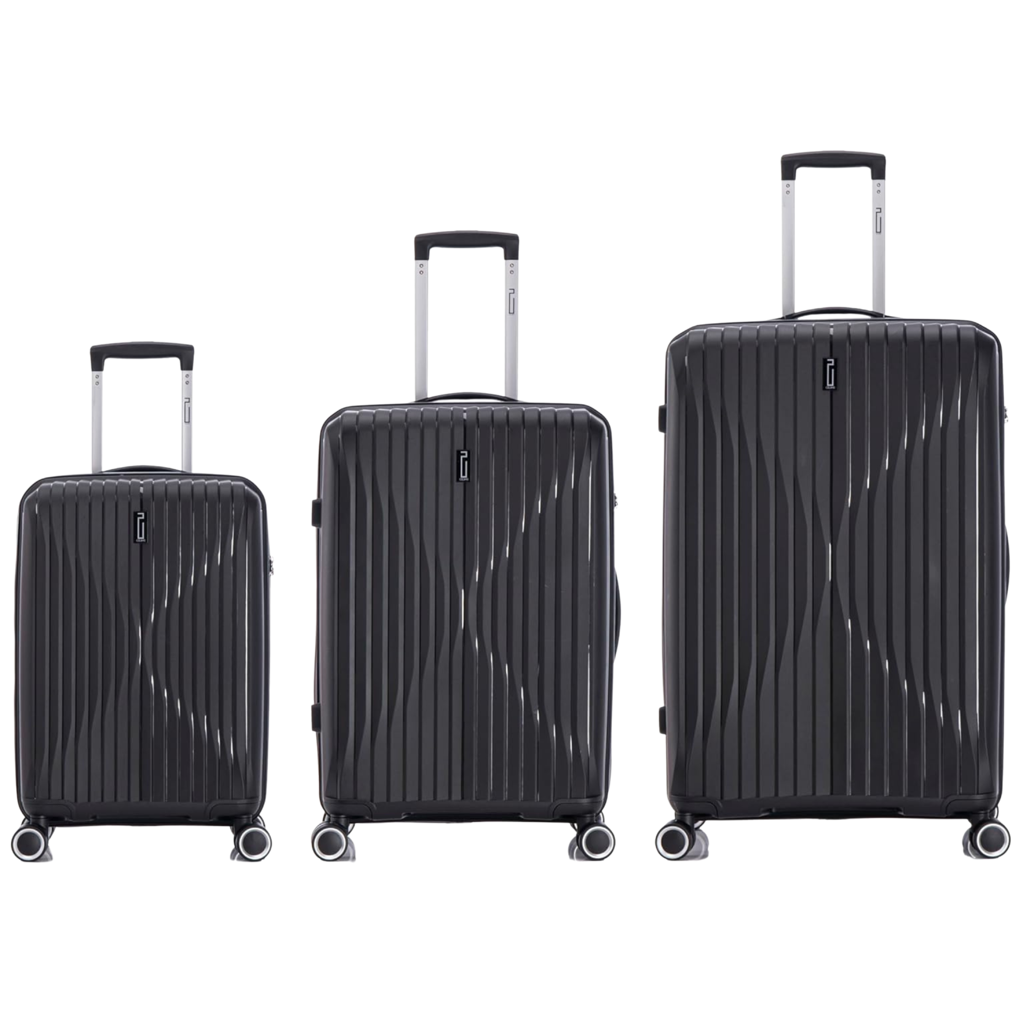 3-Piece Polypropylene Suitcase Set | Cabin Suitcase | Medium Suitcase | Large Suitcase – Black