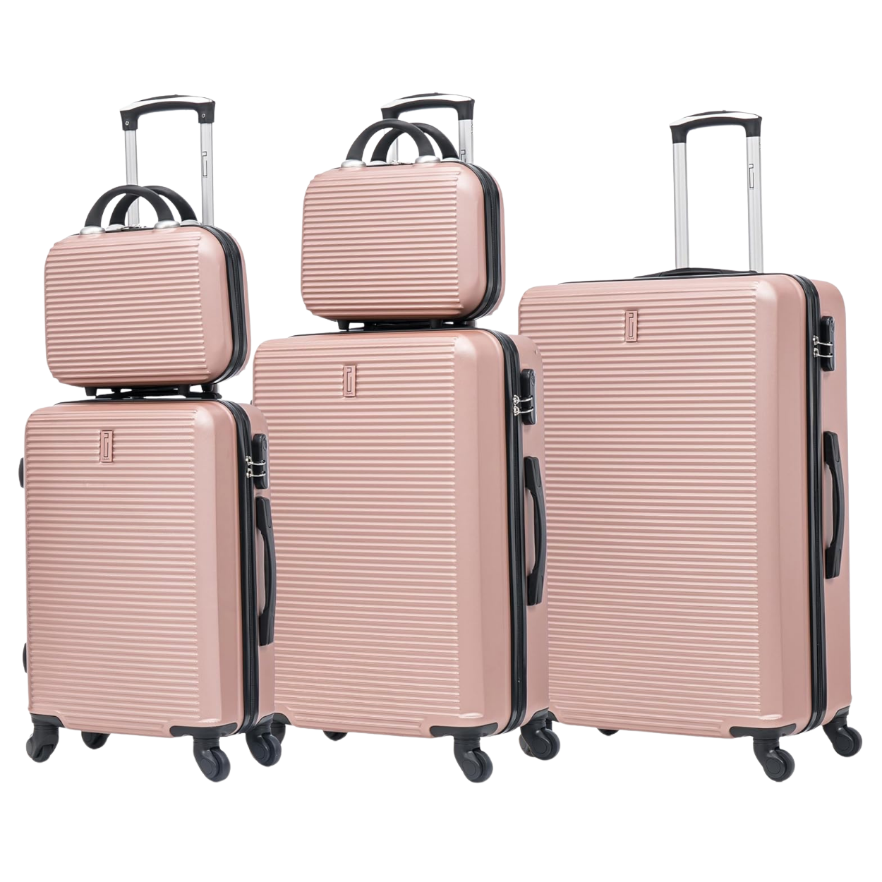 5-piece Week-end suitcase set | Cabin suitcase | Medium suitcase | Large suitcase | 2x Vanity case - Rose Gold