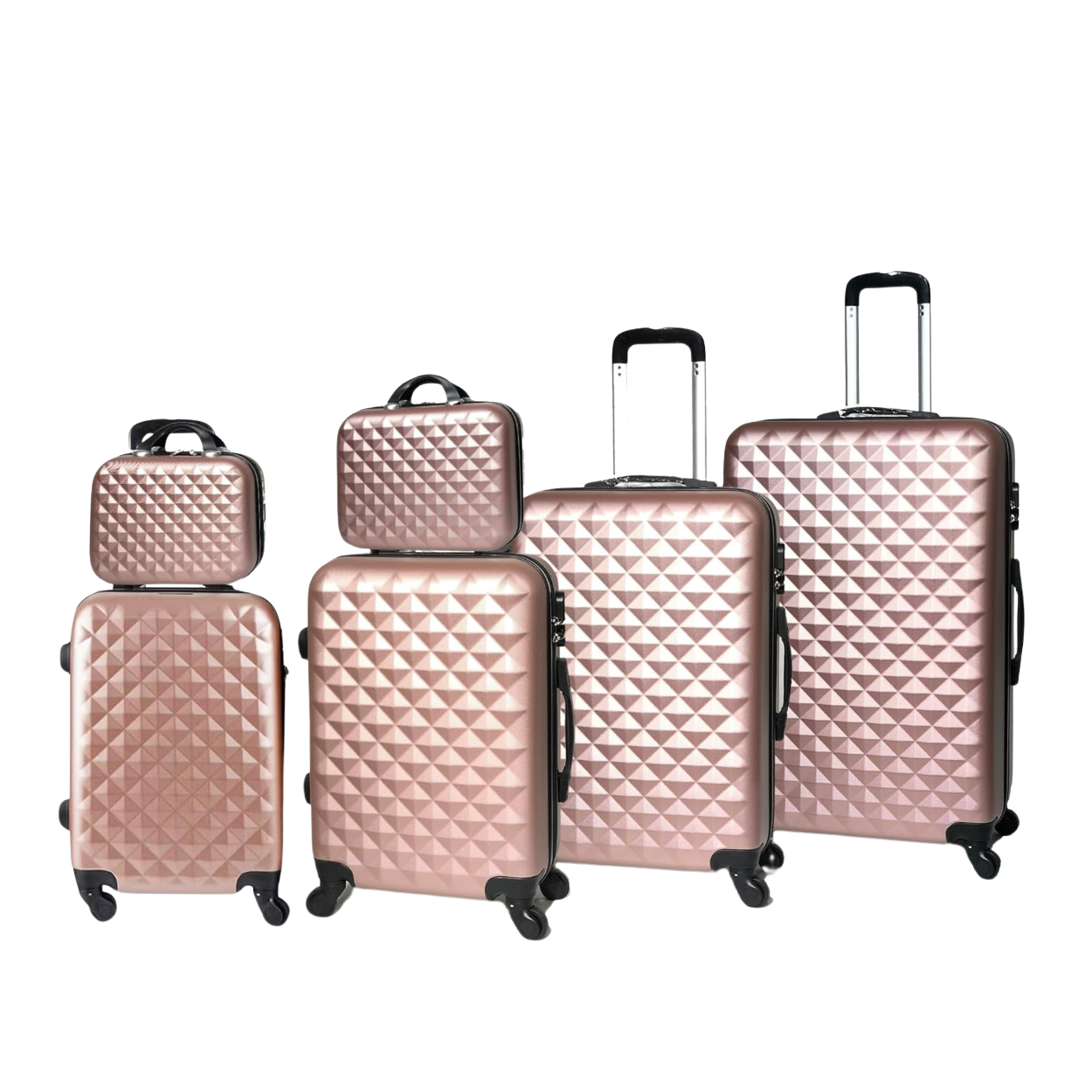 6-Piece Weekend Luggage Set | Cabin Suitcase | Medium Suitcase | Large Suitcase | 2x Vanity Cases – Rose Gold