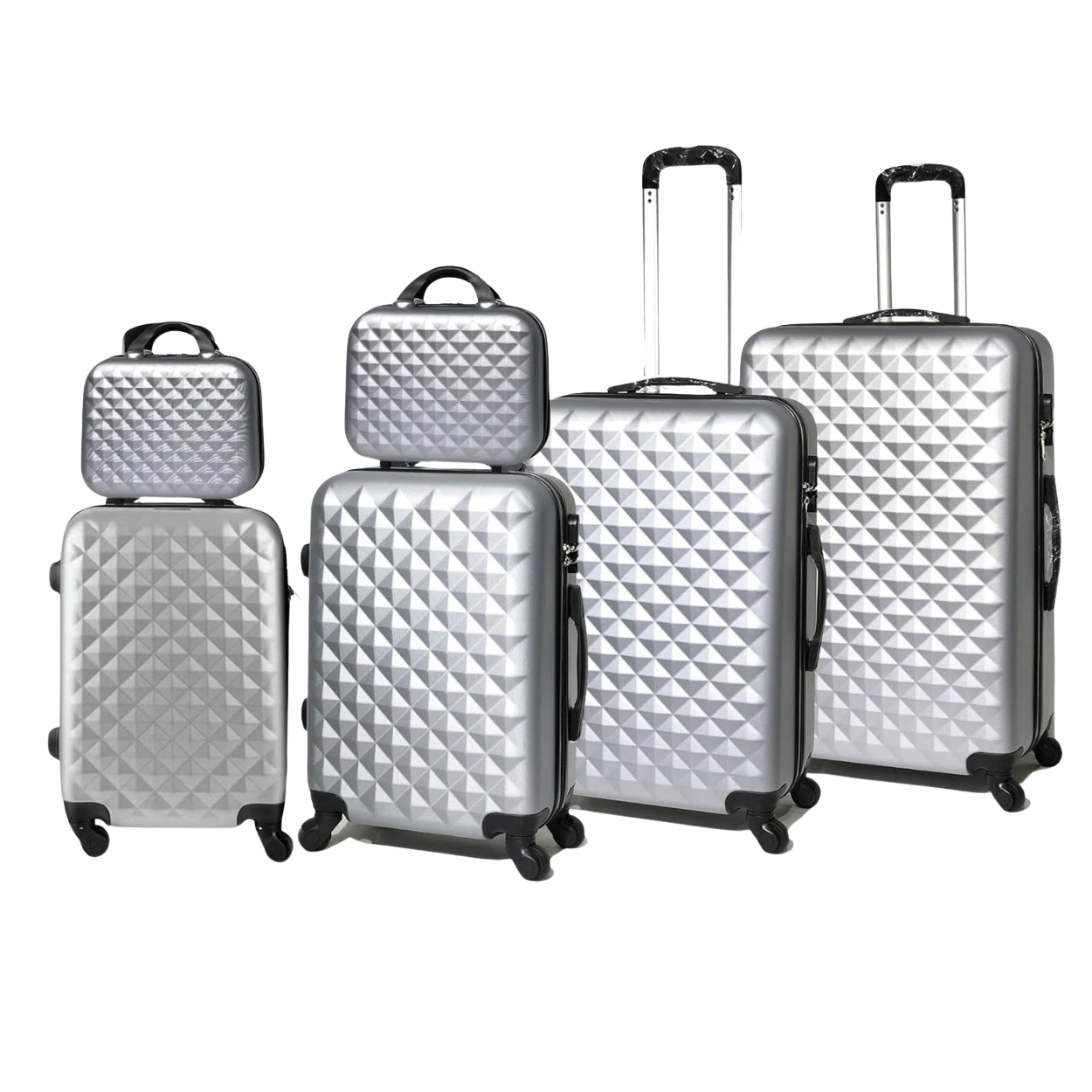 6-Piece Weekend Luggage Set | Cabin Suitcase | Medium Suitcase | Large Suitcase | 2x Vanity Cases – Silver