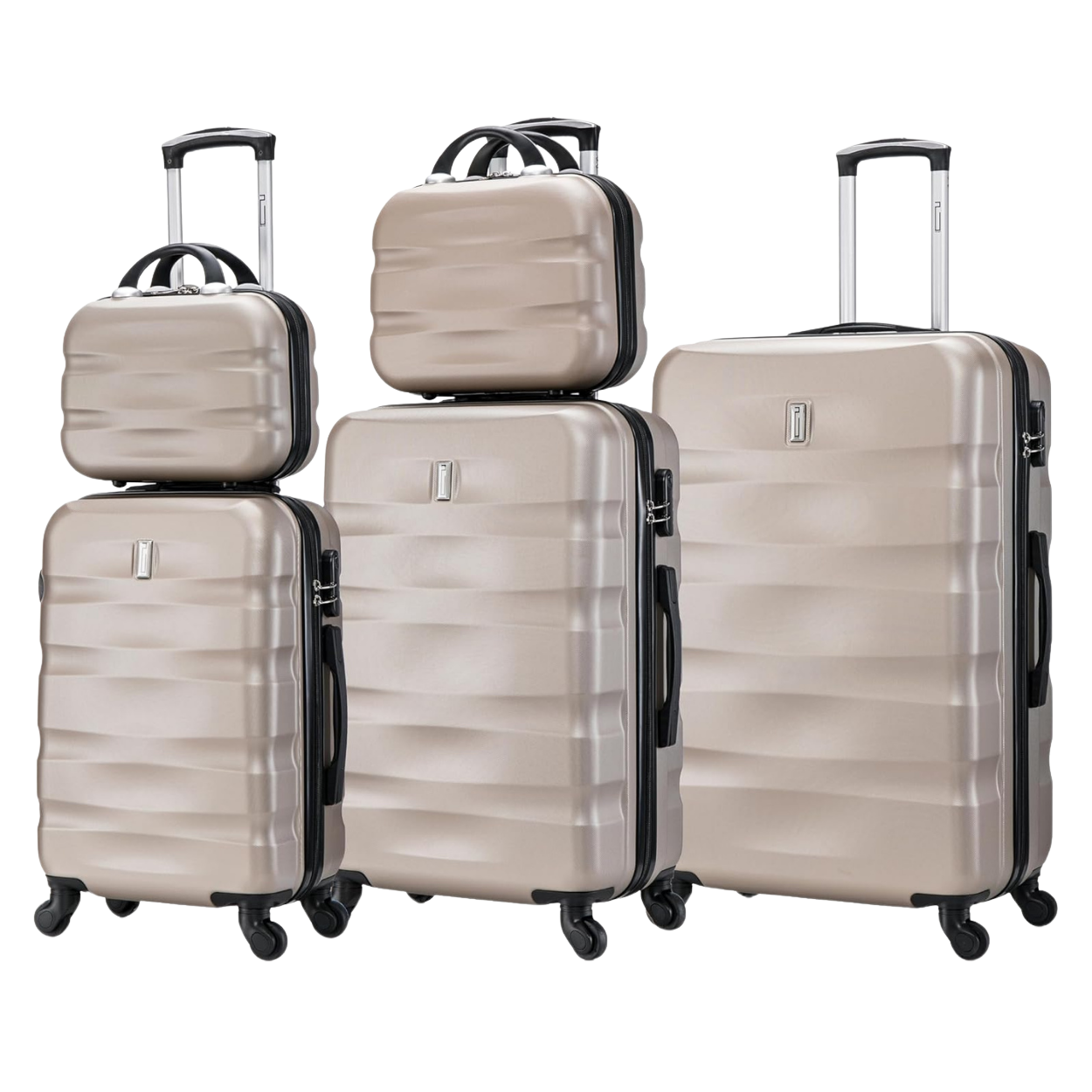 5-piece AeroWave suitcase set | Cabin suitcase | Medium suitcase | Large suitcase | 2x Vanity case - Champagne