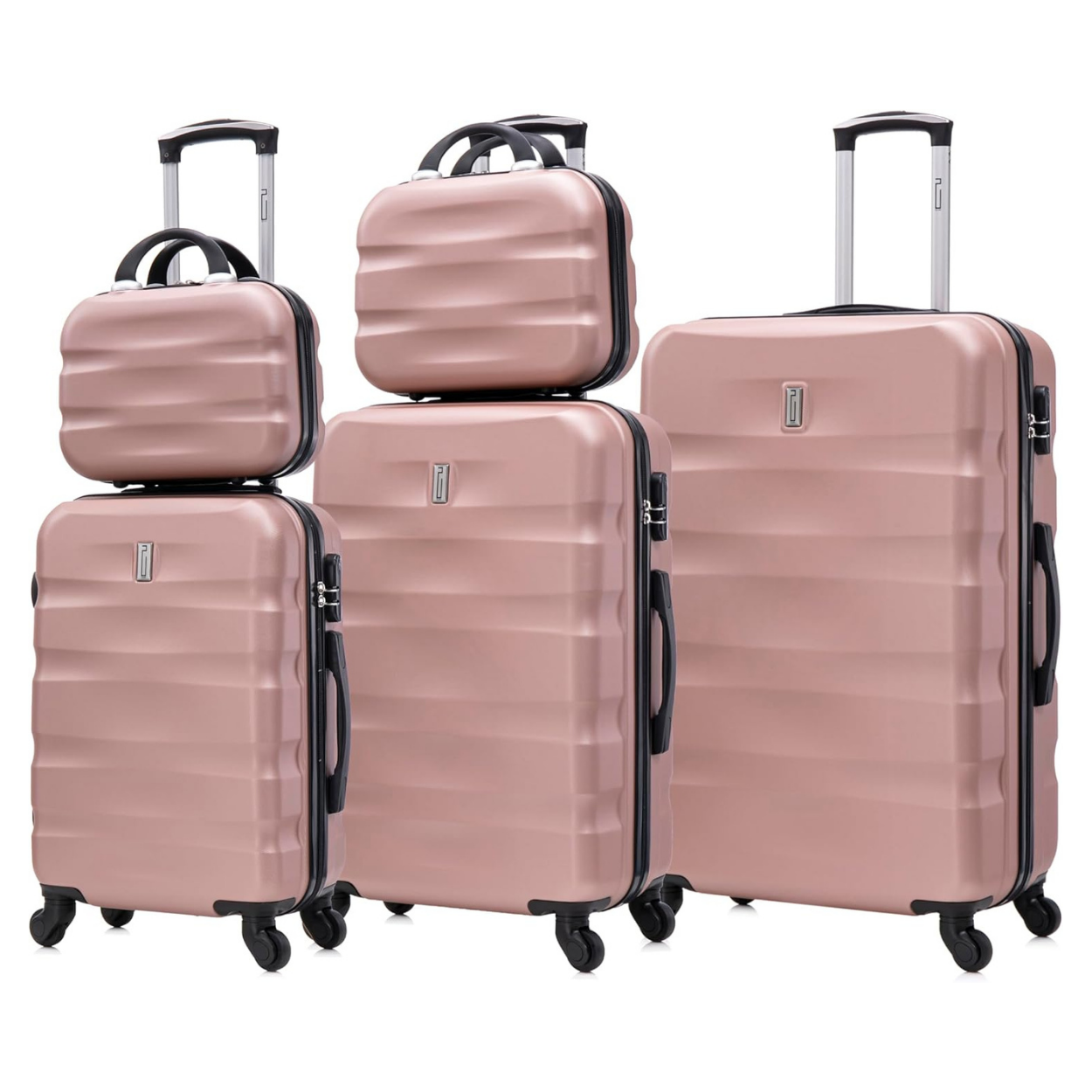 Set Valise 5 pièces AeroWave  | Valise Cabine | Valise Moyenne | Valise Grande | 2x Vanity – Rose Gold - Celims France