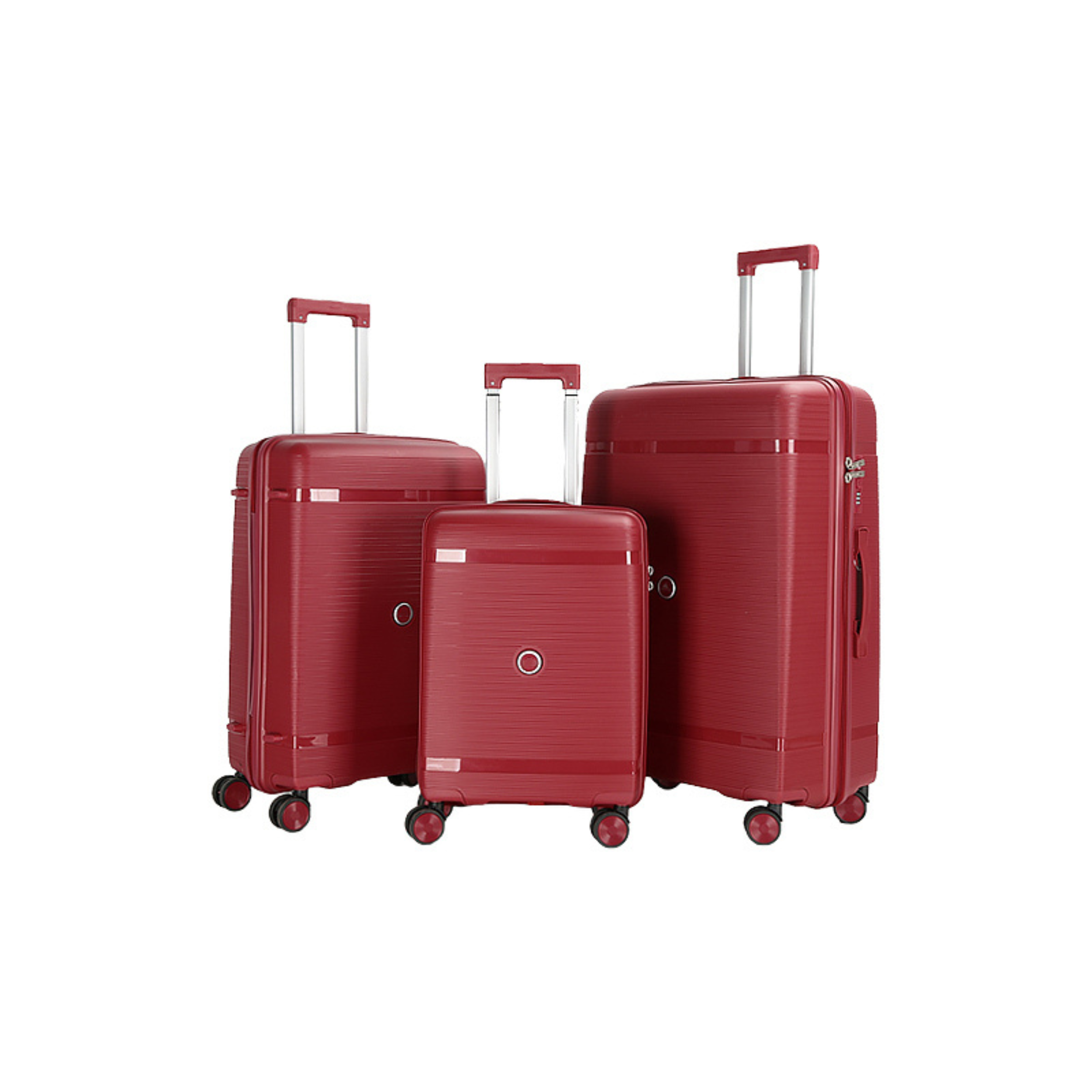 Set 3 Valises – Polypropylène (XL-75cm) (L-65cm) (S-55cm) – Rouge